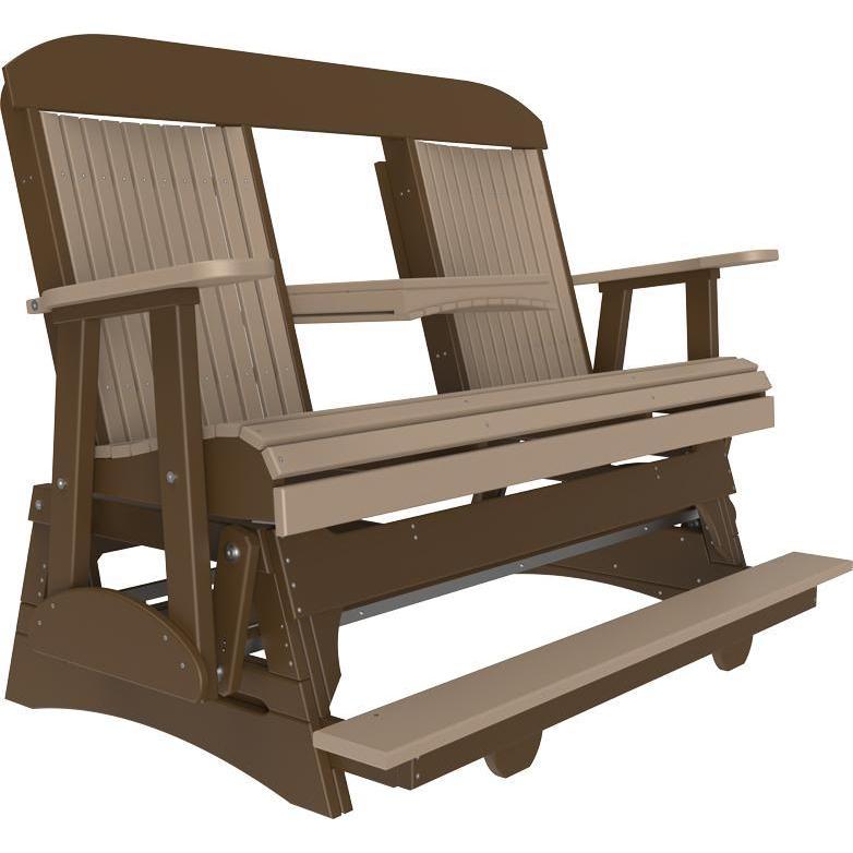 5' Classic Balcony Glider Weatherwood & Chestnut Brown-The Amish House