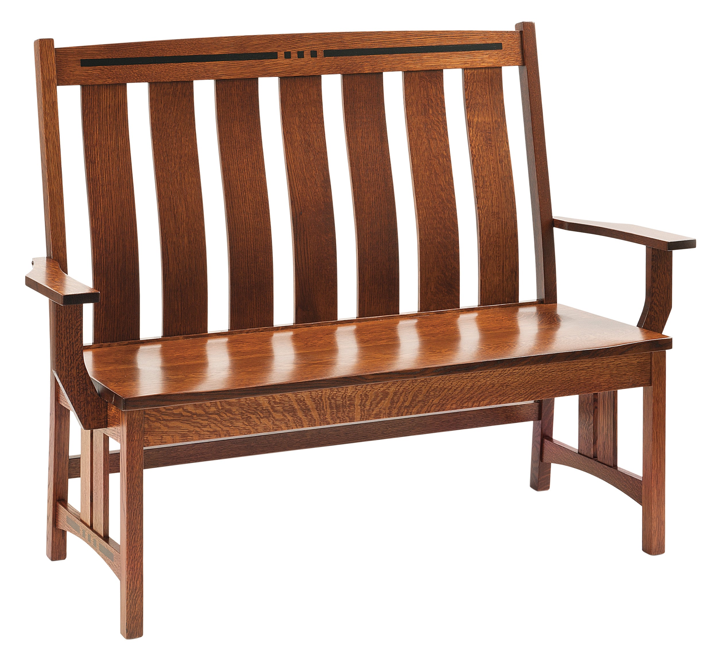 colebrook seating bench shown in quarter sawn white oak with michael's cherry stain 