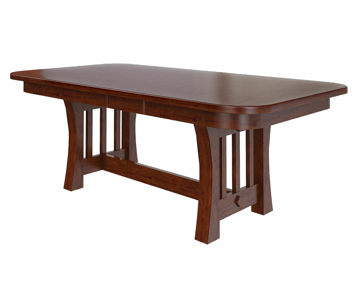 Amish Curved Mission Double Pedestal Table