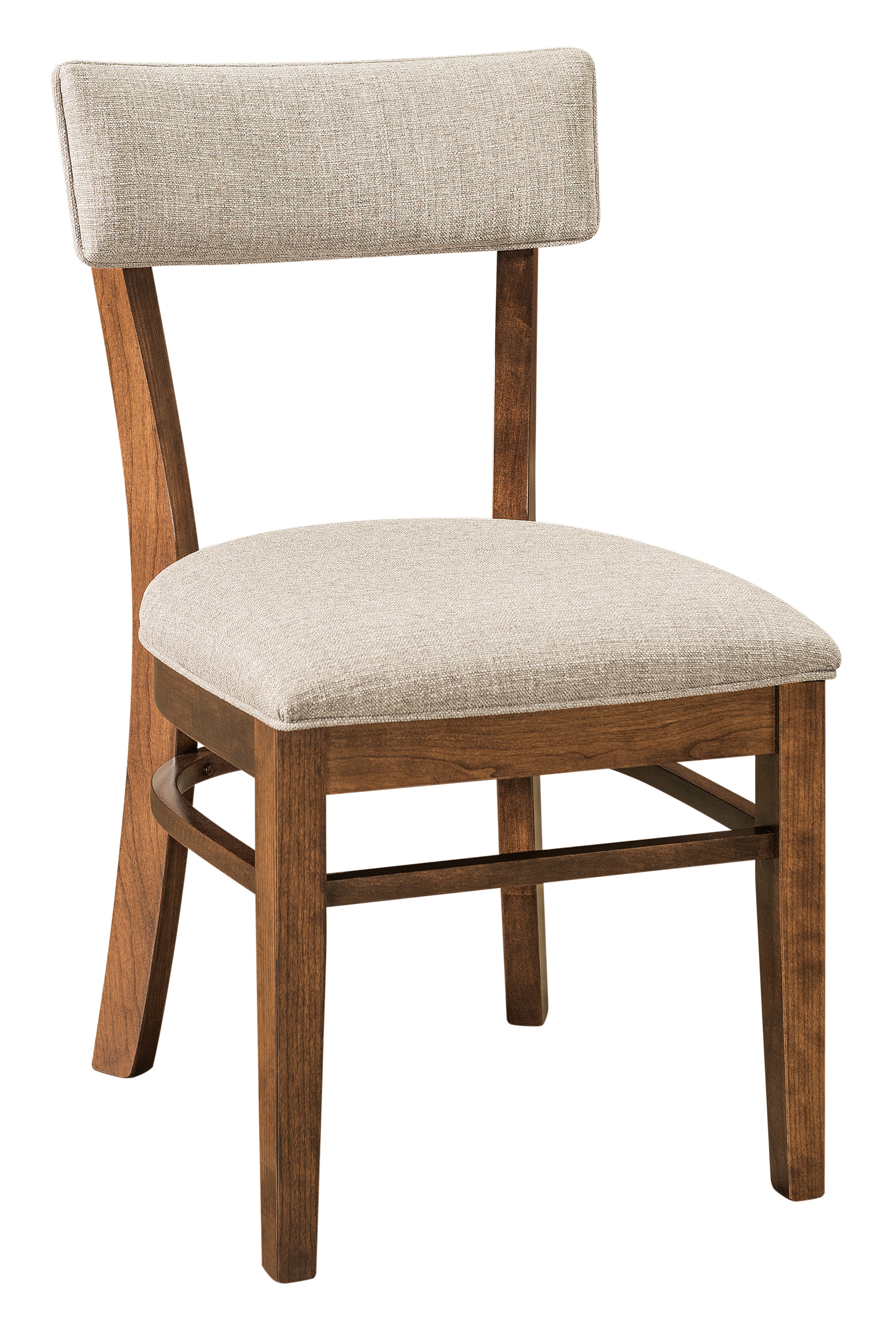 emerson side chair in cherry with earthtone stain and canal fabric