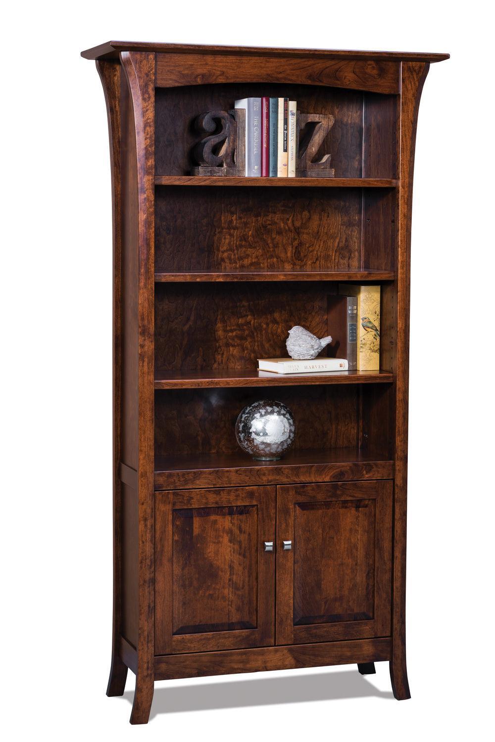 Amish Ensenada Four Shelves and Two Doors Bookcase