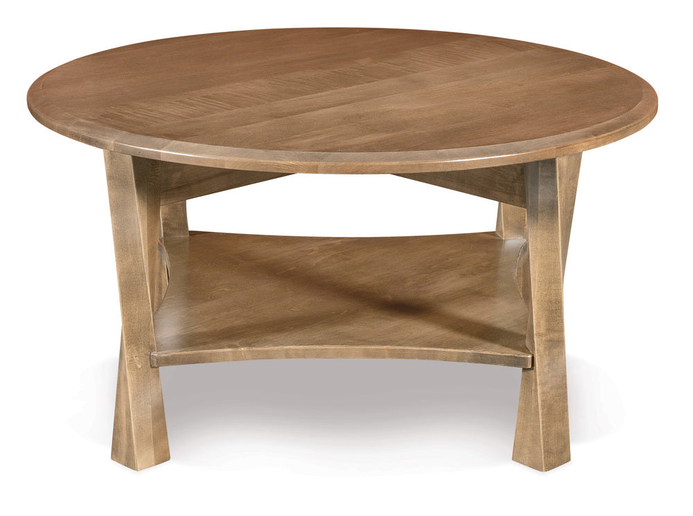 Amish Lexington Arc 38" Round Coffee Table with Shelf