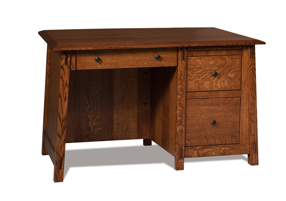 Amish Colbran Single Pedestal Three Drawers Desk with Unfinished Backside
