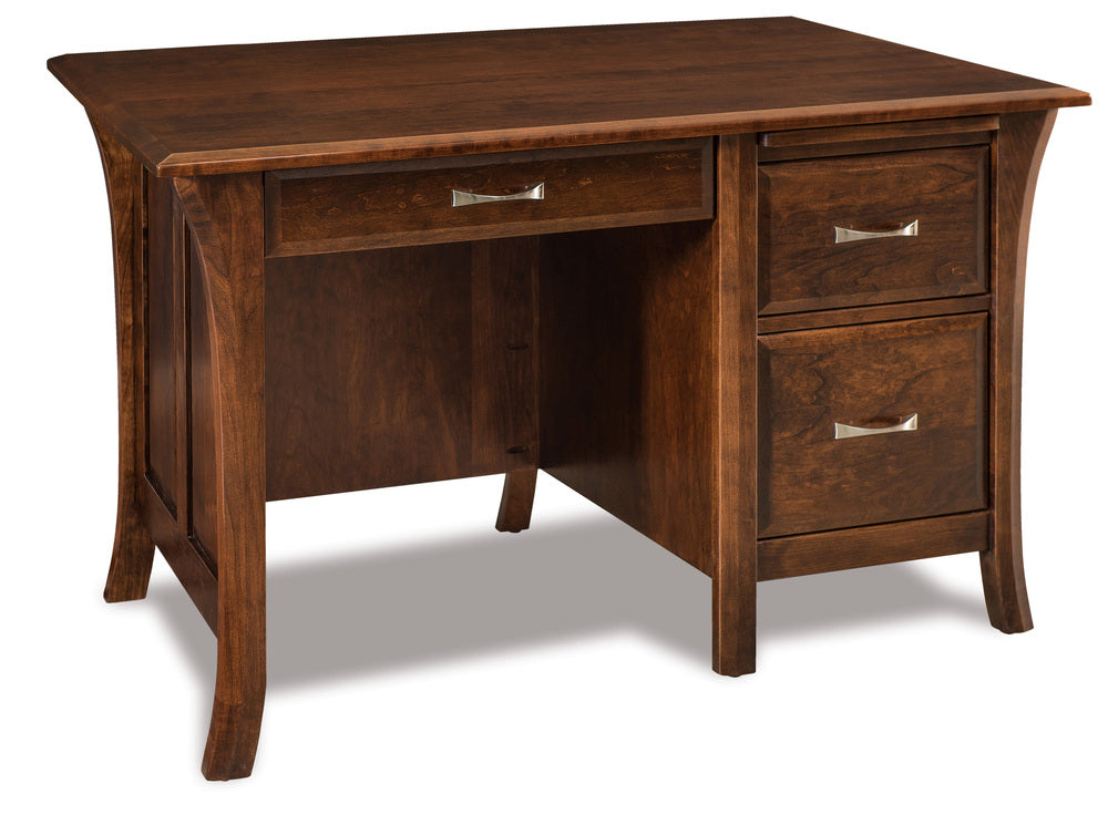 Amish Ensenada Single Pedestal Three Drawers Desk with Unfinished Backside
