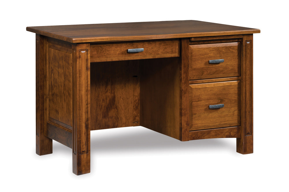 Amish Lexington Single Pedestal Three Drawers Desk with Unfinished Backside