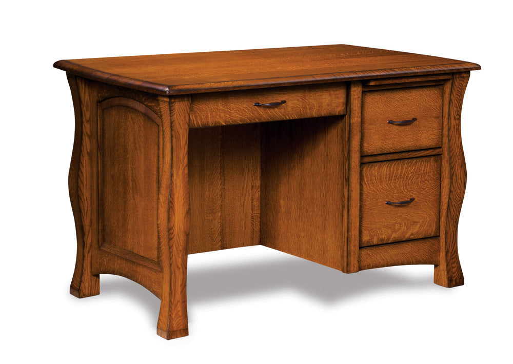 Amish Reno Single Pedestal Three Drawers Desk with Unfinished Backside