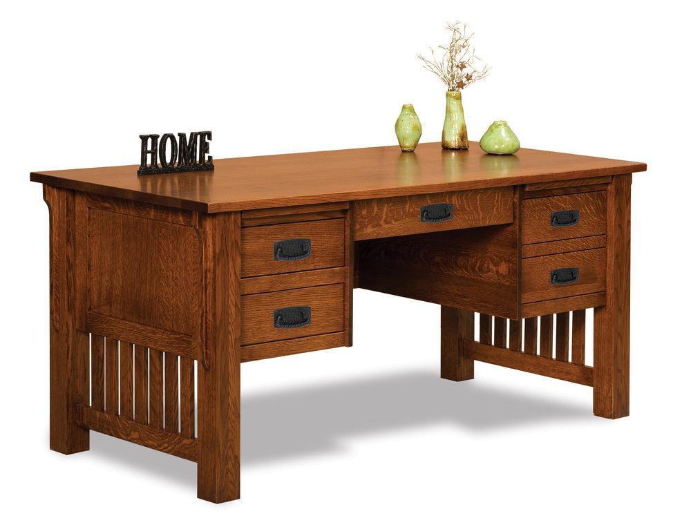 Amish Bridger Mission Four Drawers Desk with Finished Backside