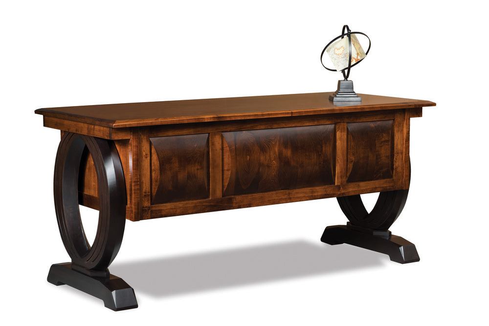 Amish Saratoga Five Drawers Desk with Finished Backside