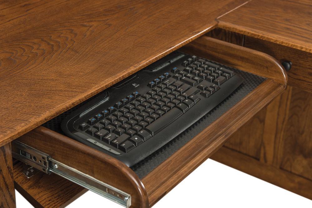 Amish Boulder Creek Five Drawers L Desk with Finished Back