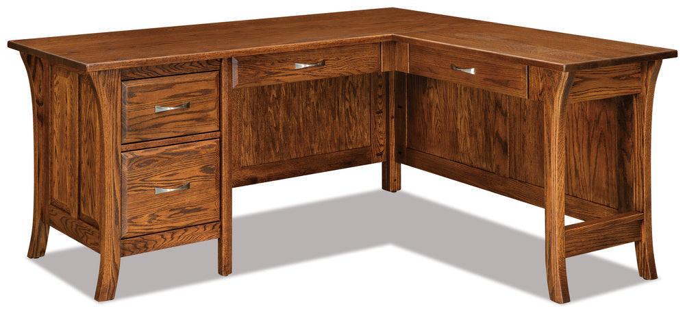 Amish Ensenada Four Drawers L desk with Finished Back
