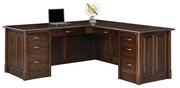 Amish Victorian Eight Drawers L Desk with Unfinished Backside and Finished Backside