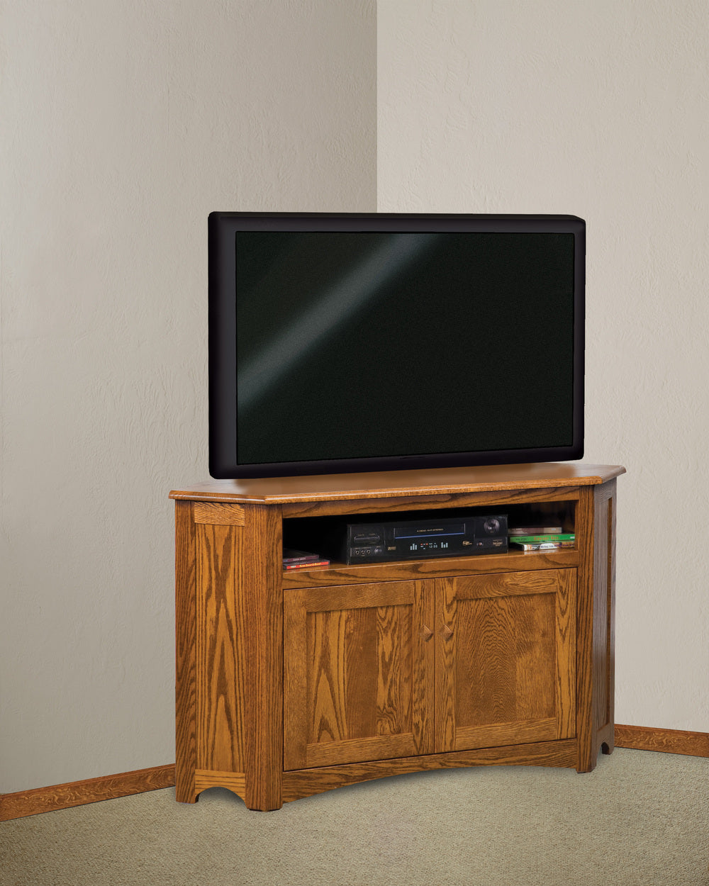 Amish Mission XL Two Doors Corner Media Stand