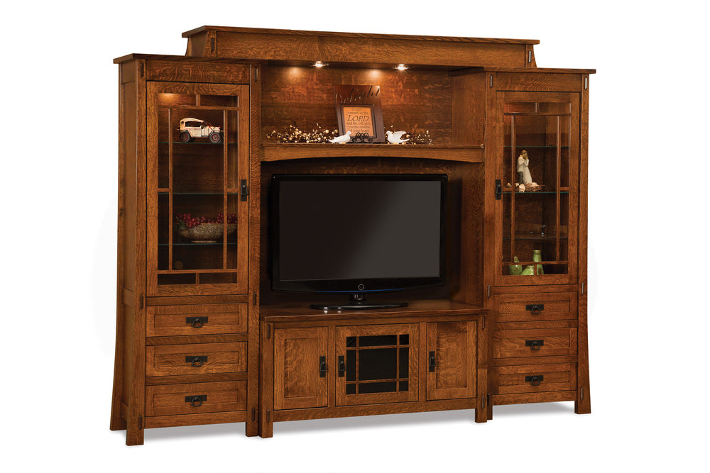 Amish Modesto 6 Piece Wall Unit with Console