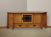 Amish Modesto Three Doors and Two Drawers Corner Media Stand