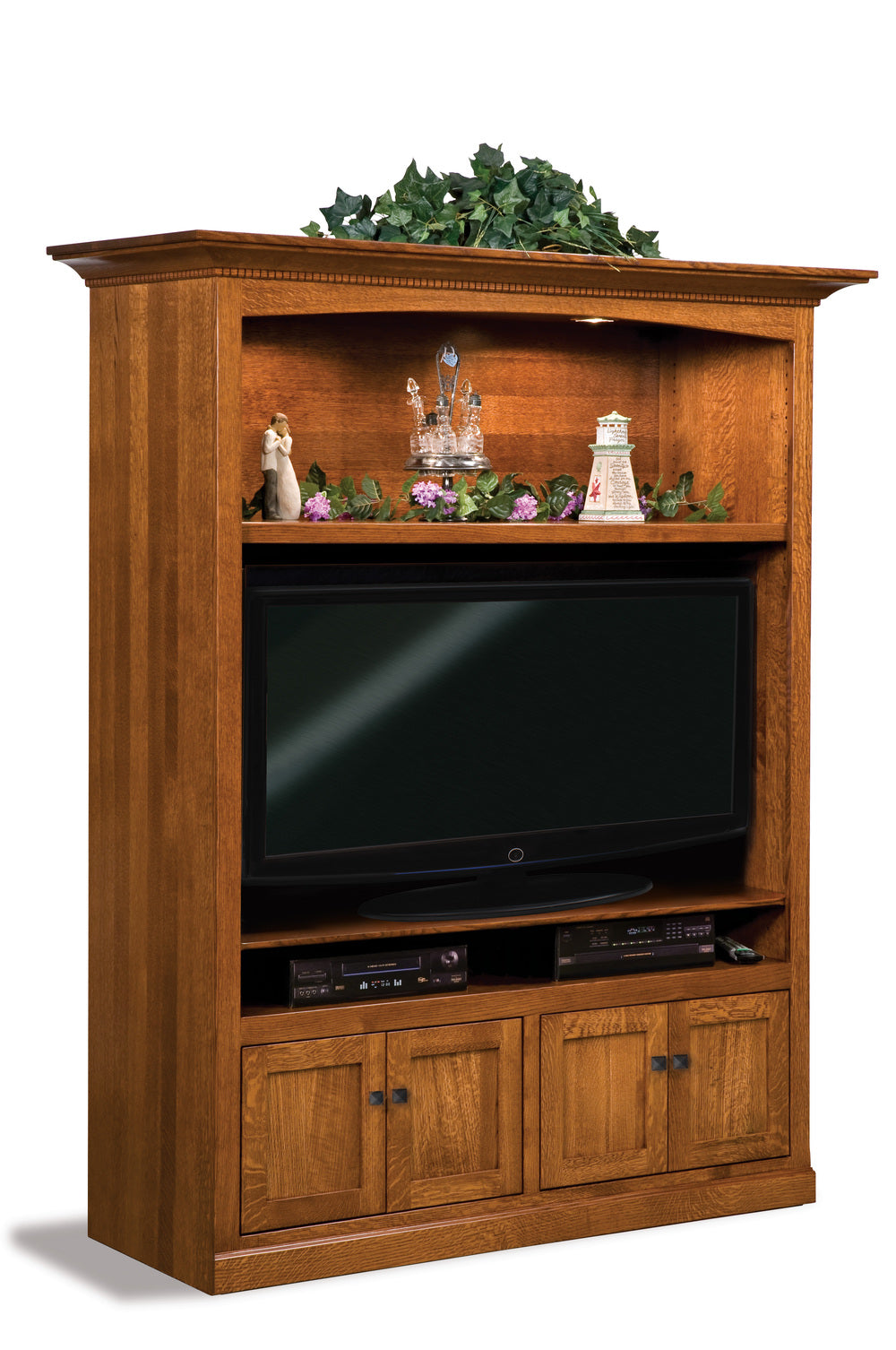 Amish Manhattan Mission Wall Unit Center Piece with LED Touch Lighting