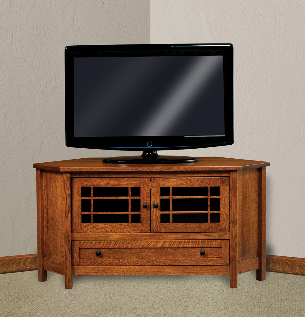 Amish Centennial Two Doors and One Drawer Media Corner Console