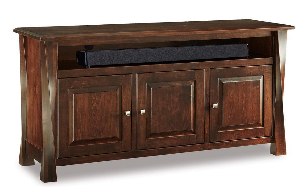 Amish Lexington Arc Three Doors Media Stand with Opening