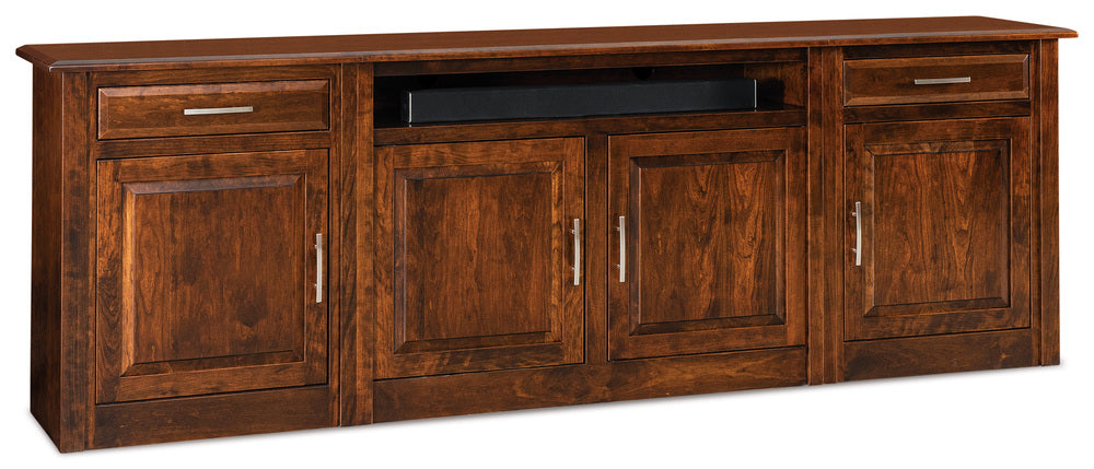Amish Ensenada 3 Piece Entertainment Center Wall Unit with Four Doors and Two Drawers - Base Only
