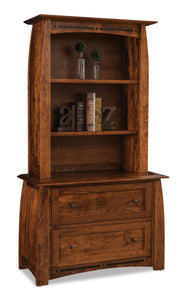 Amish Boulder Creek Two Drawers Lateral File Cabinet with Bookcase