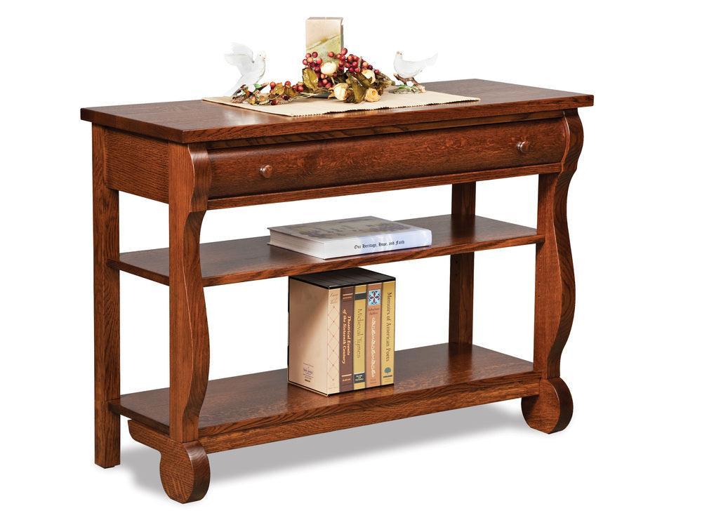 Amish Old Classic Sleigh Open Sofa Table with Drawer