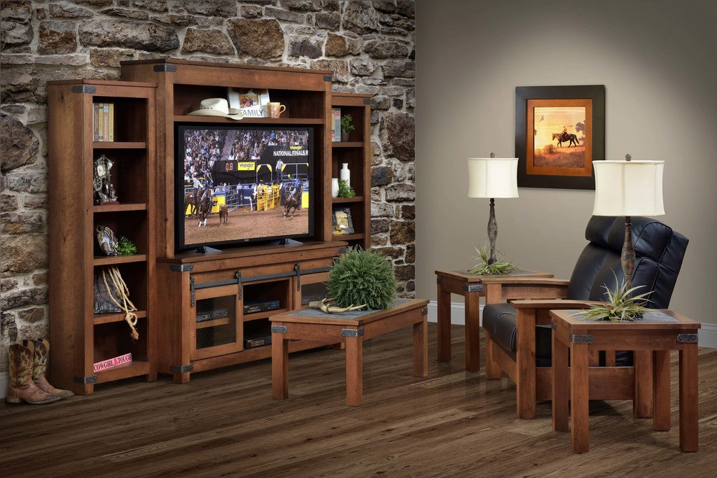 Amish Georgetown 68" Entertainment with Side Bookcases