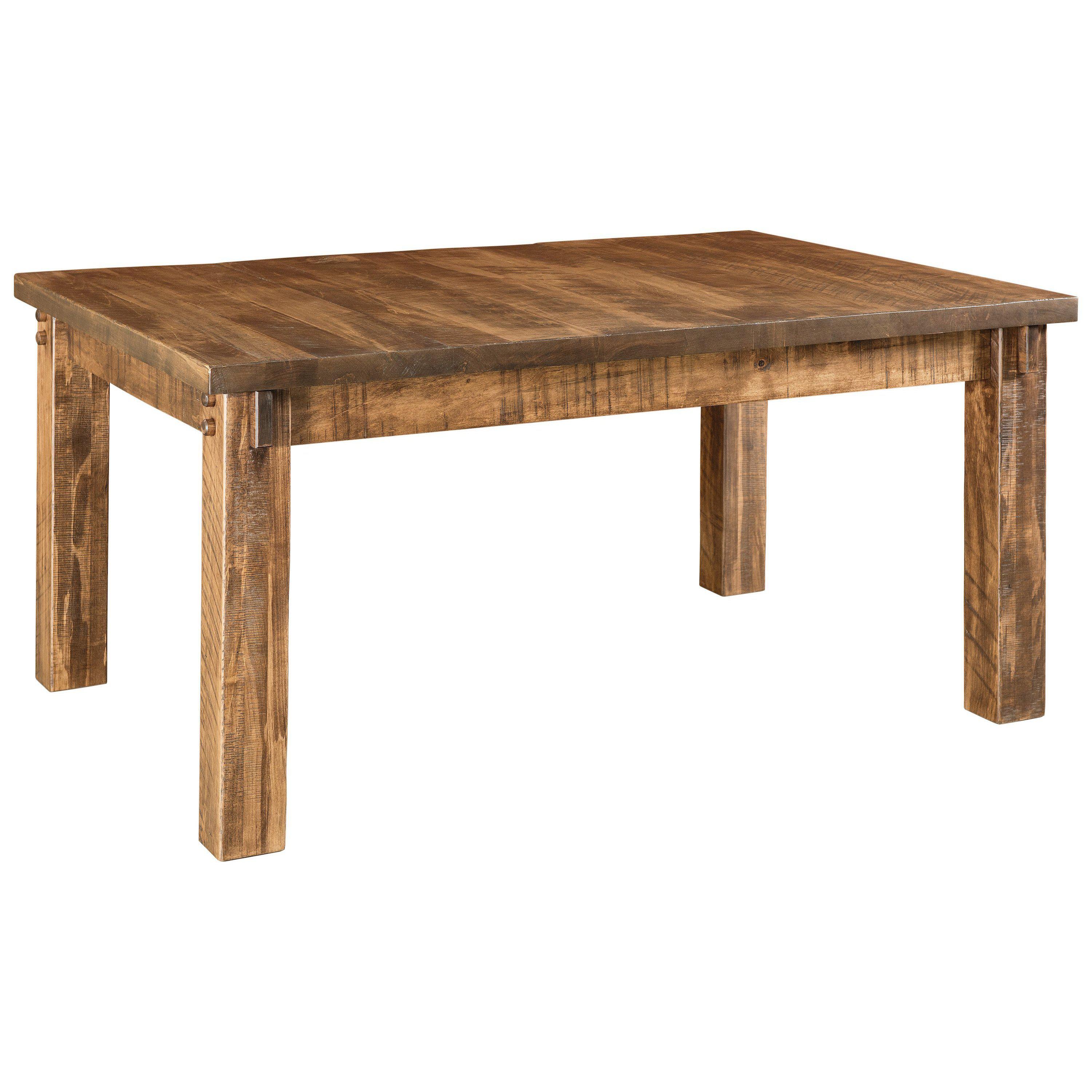 houston leg table rustic rough sawn brown maple with almond stain