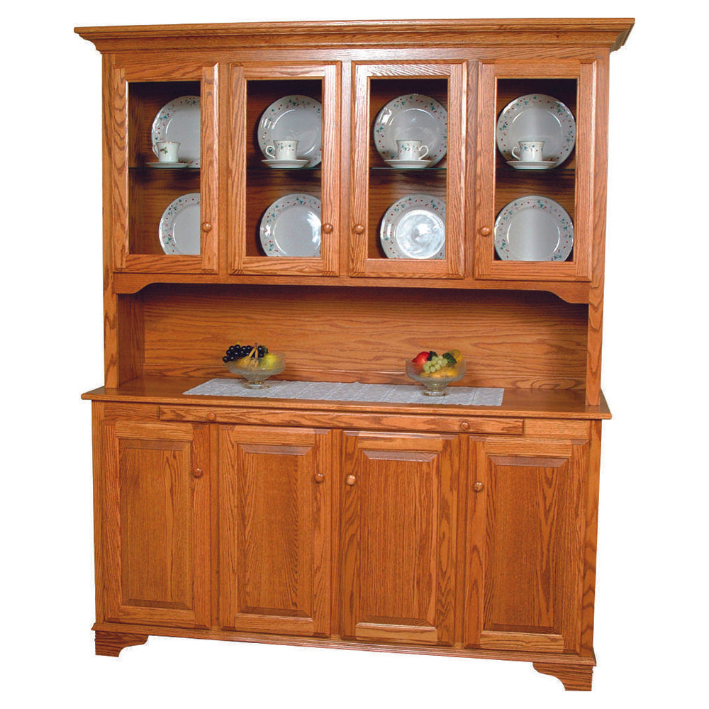 Amish Traditional 82" Four Door Hutch with Touch Lights