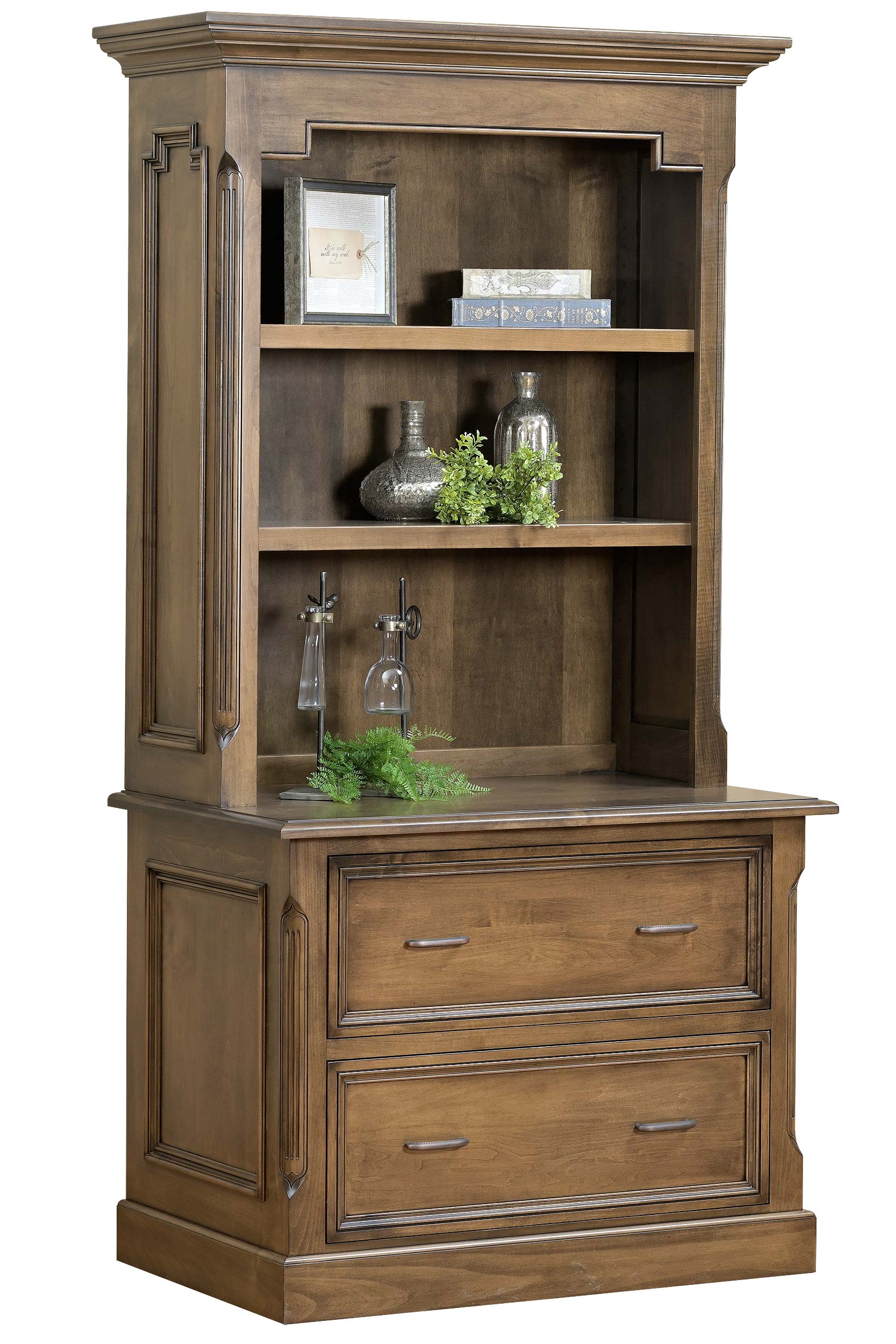 Amish Kingston Lateral File and Bookshelf Hutch