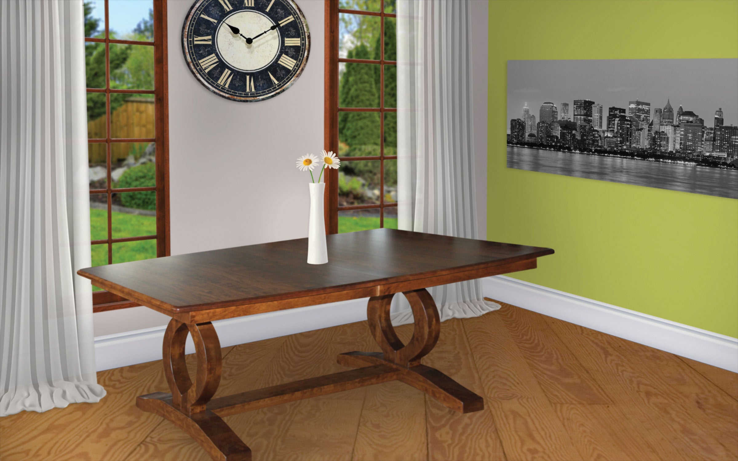 master double pedestal table in room setting