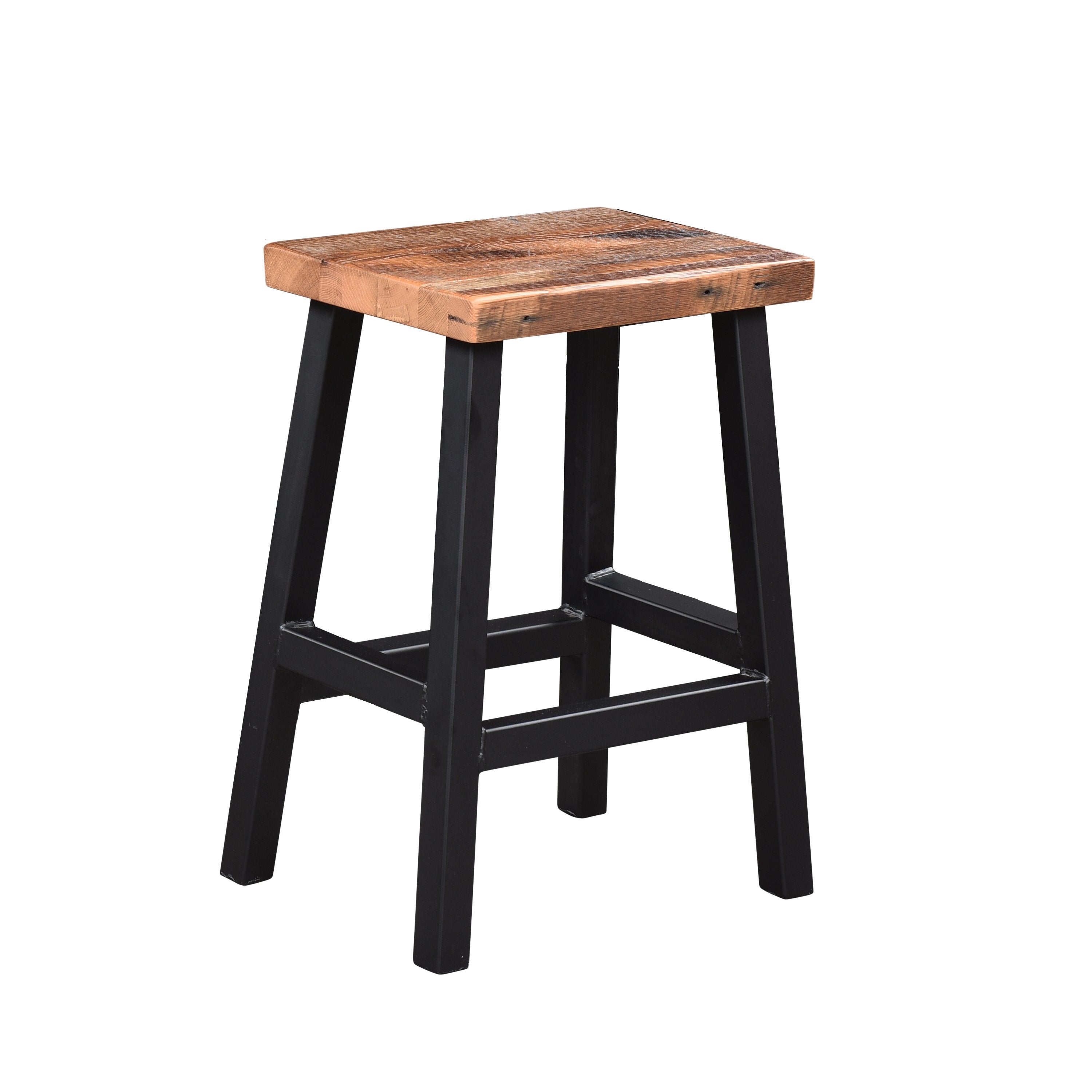 Amish Metal Base Barnwood Bar Stool