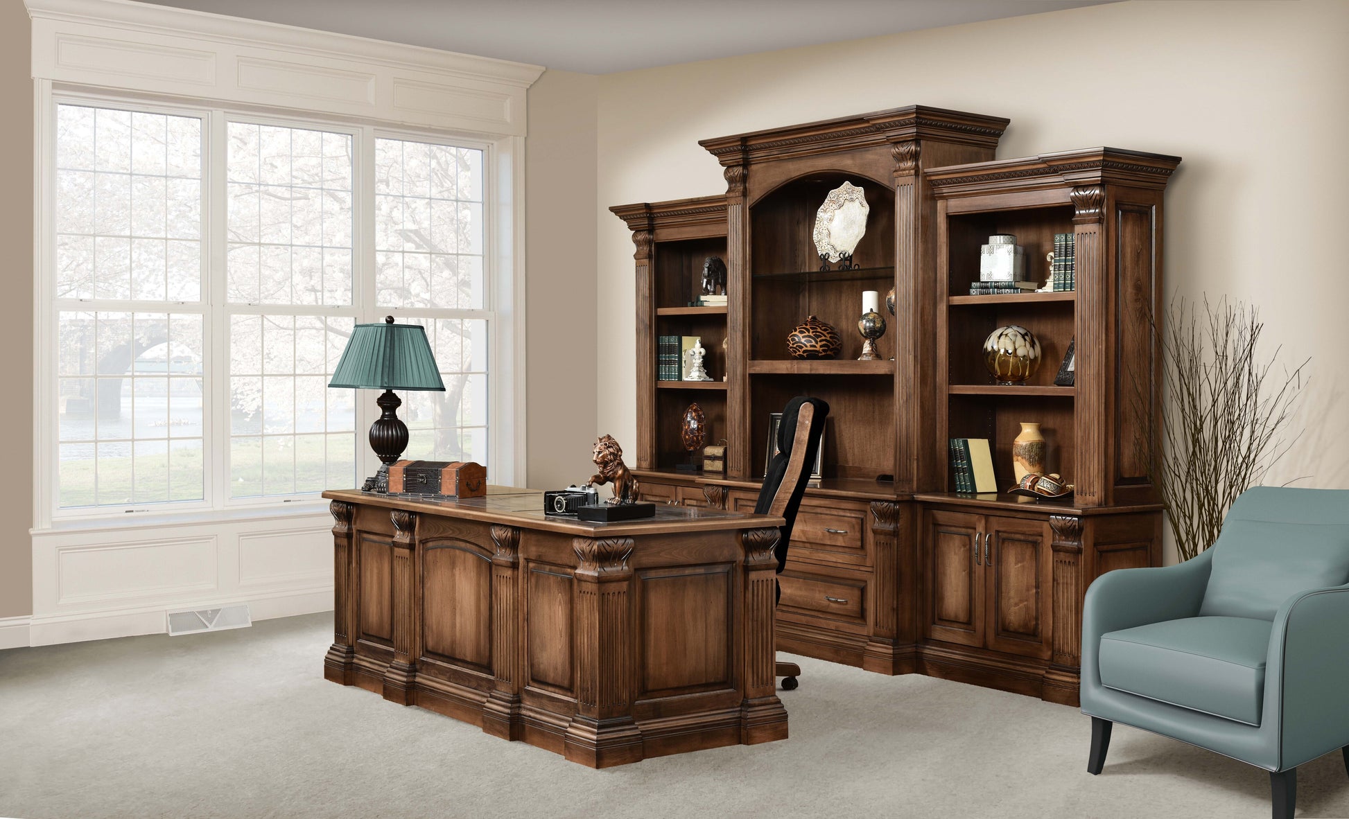 Amish Montereau 131" Base and Three Piece Hutch