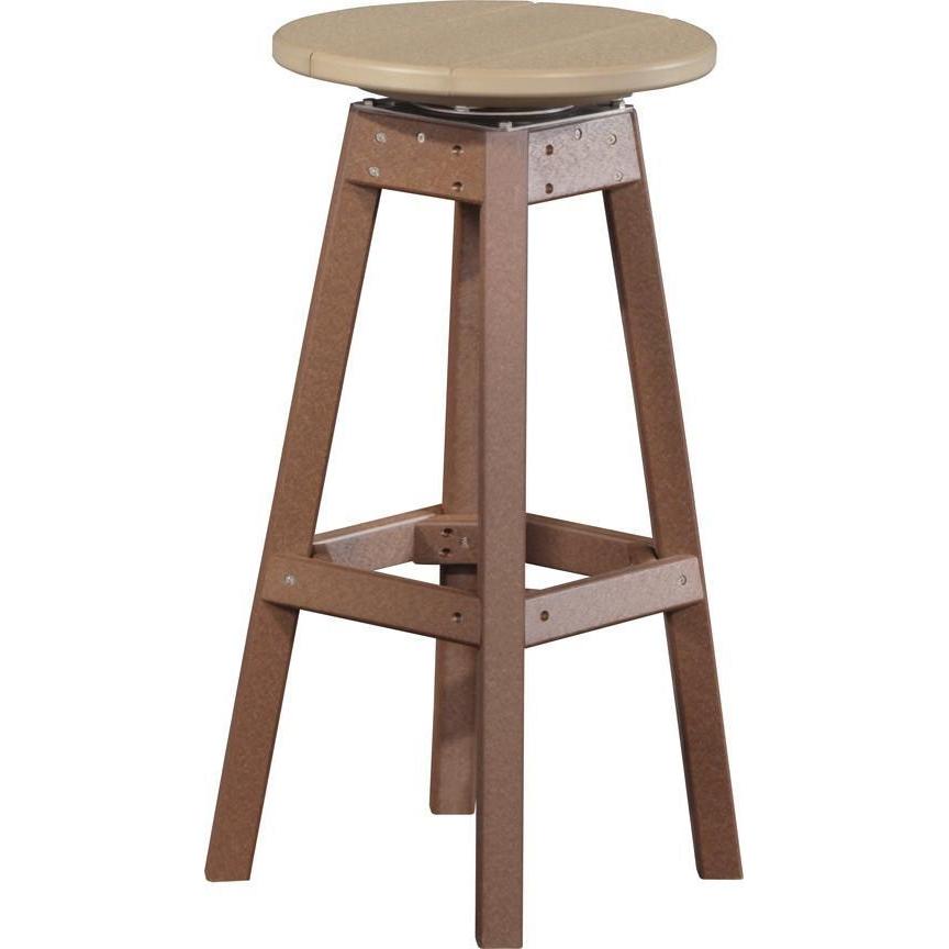 Outdoor Poly Bar Stool Weatherwood & Chestnut Brown