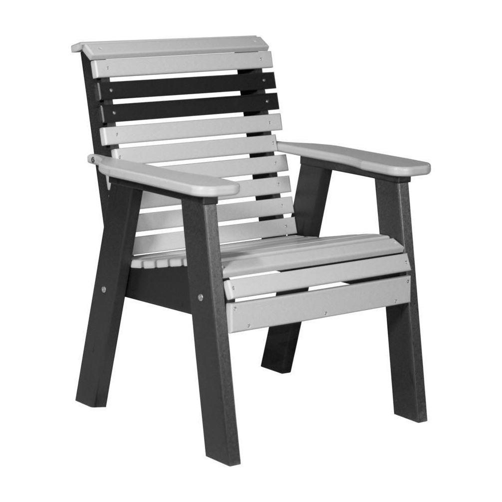 Plain Outdoor Bench Chair Dove Grey & Black