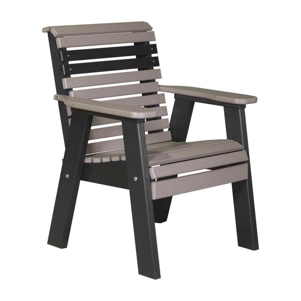 Plain Outdoor Bench Chair Weatherwood & Black