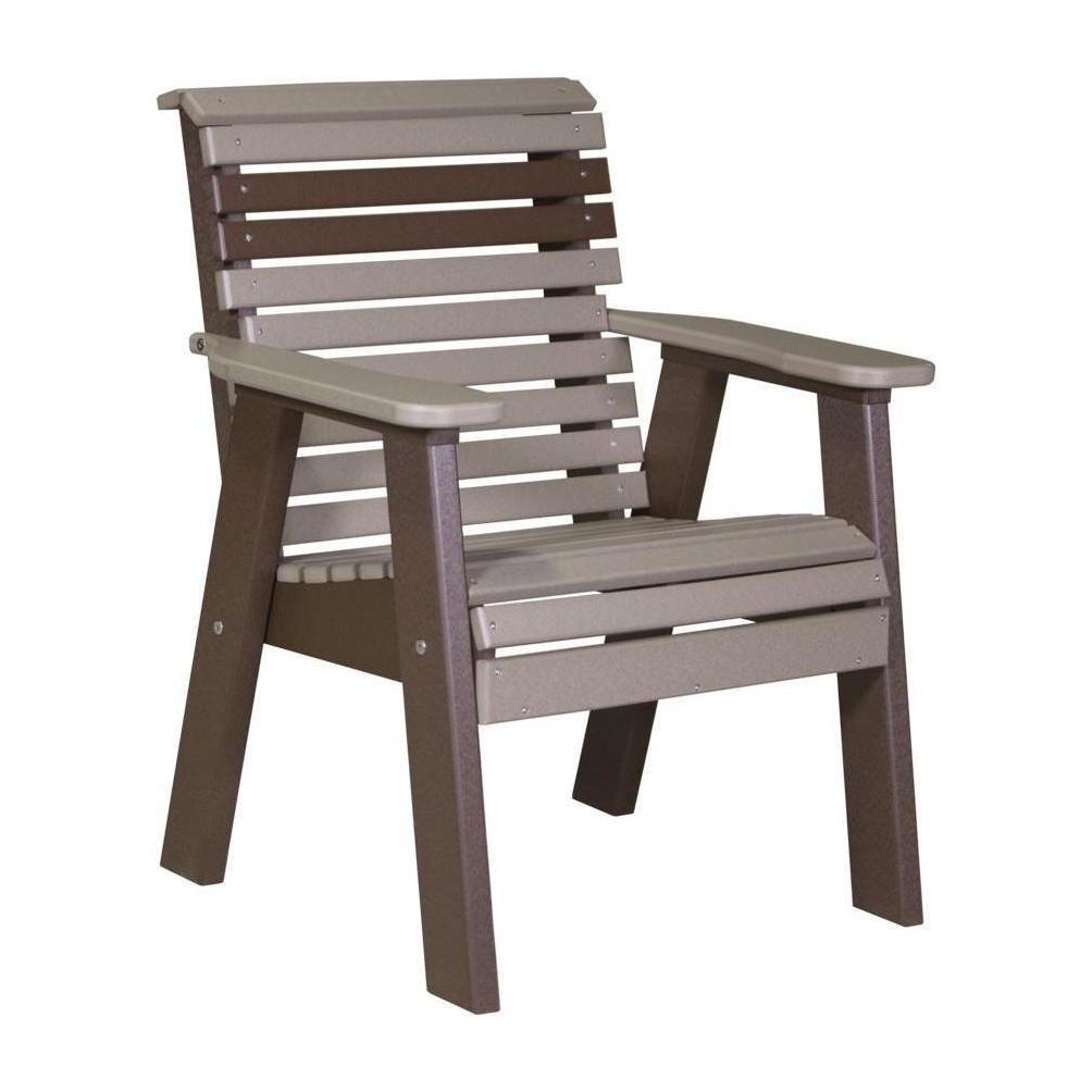 Plain Outdoor Bench Chair Weatherwood & Chestnut Brown