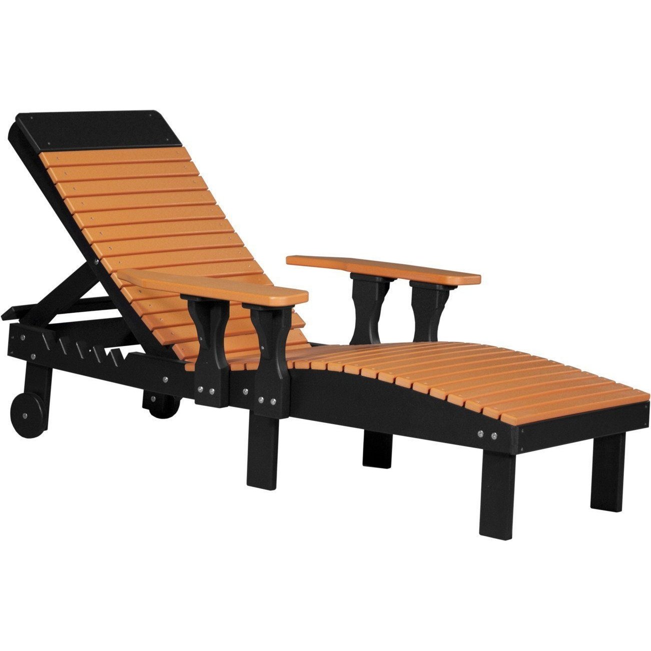 Outdoor Poly Lounge Chair Tangerine & Black