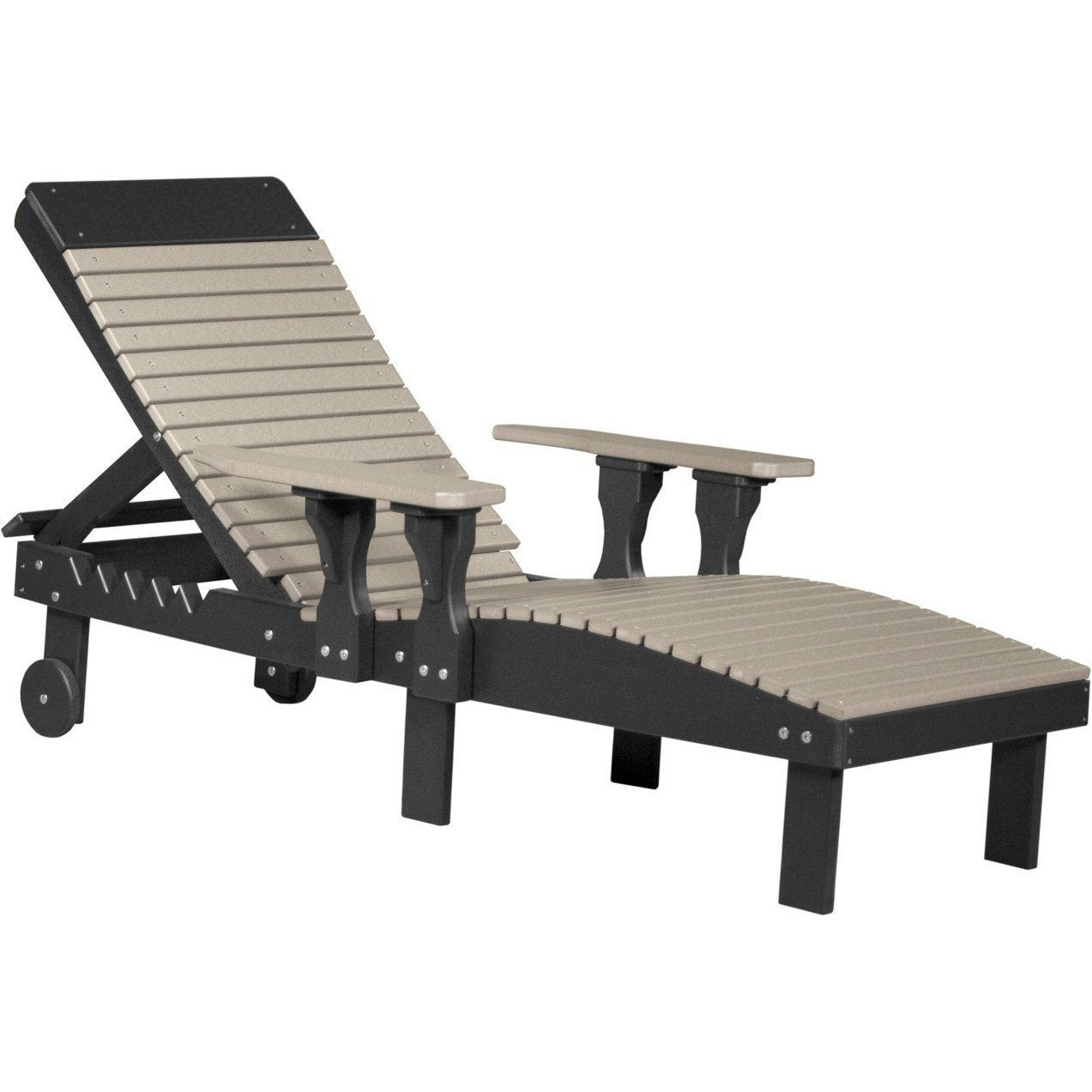 Outdoor Poly Lounge Chair Weatherwood & Black