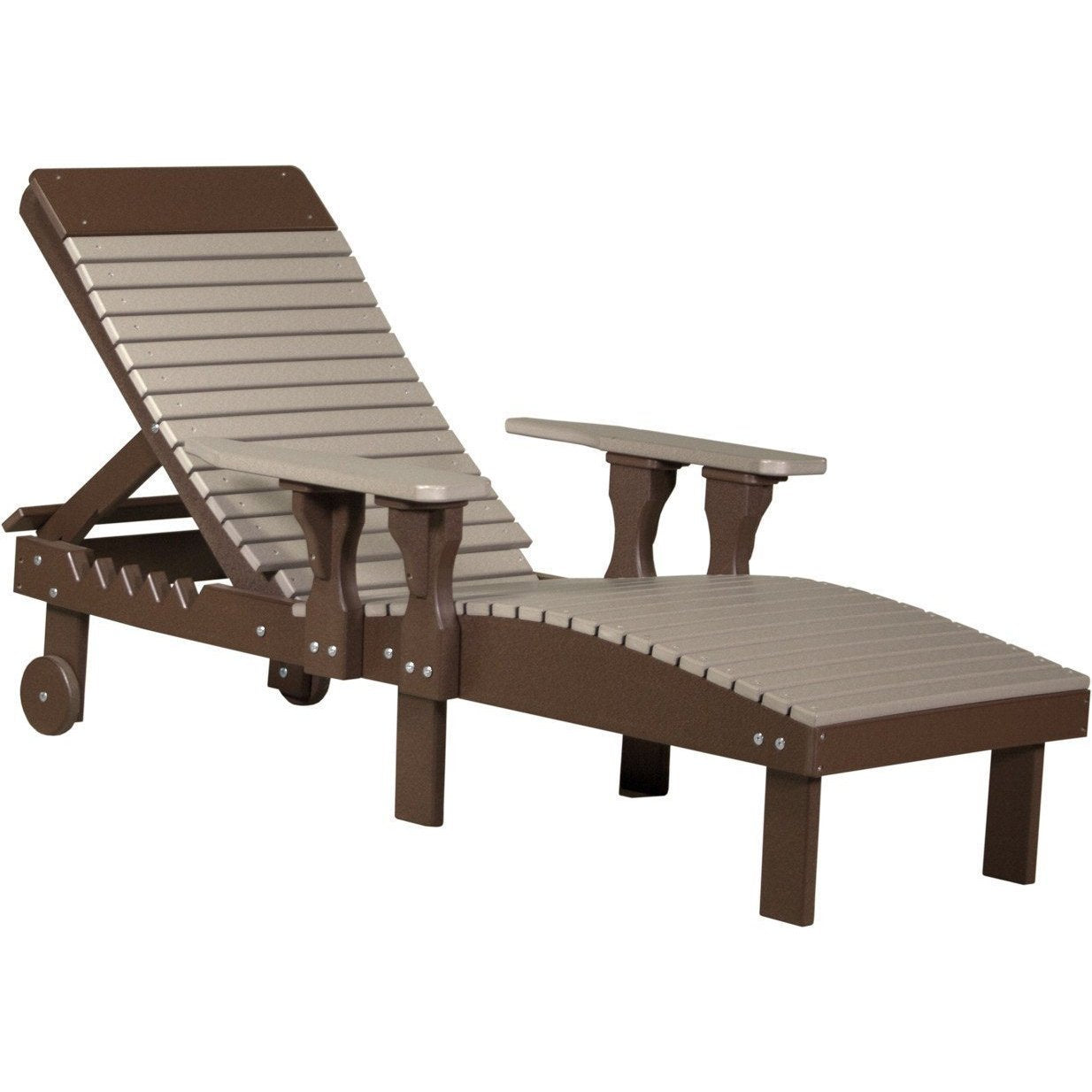 Outdoor Poly Lounge Chair Weatherwood & Chestnut Brown