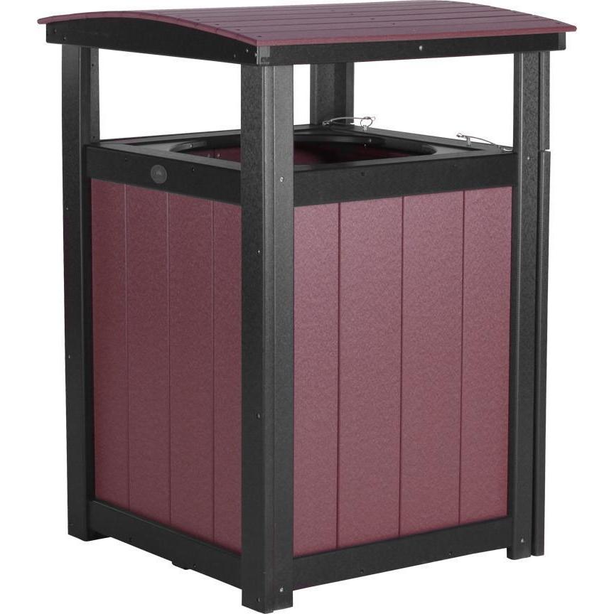Outdoor Poly Trash Can Cherrywood & Black
