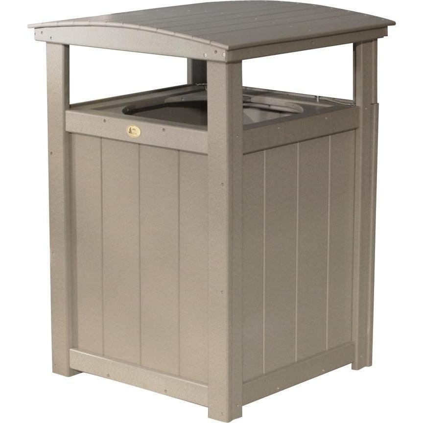 Outdoor Poly Trash Can Weatherwood