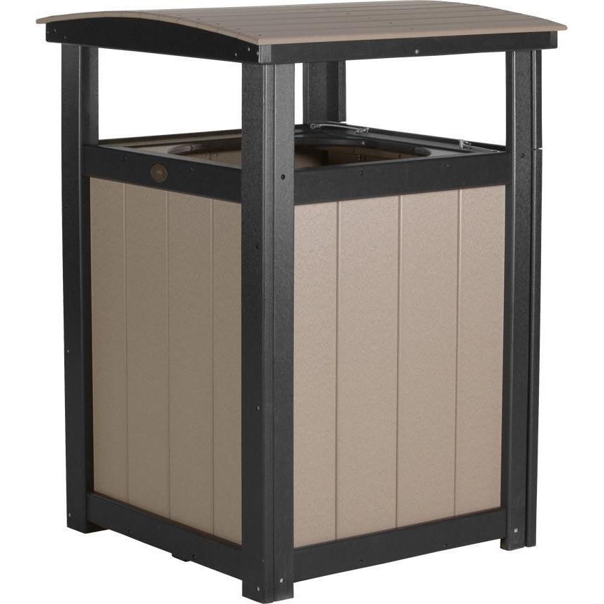 Outdoor Poly Trash Can Weatherwood & Black
