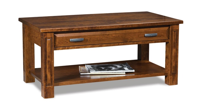 Amish Lexington Open Coffee Table with Drawer