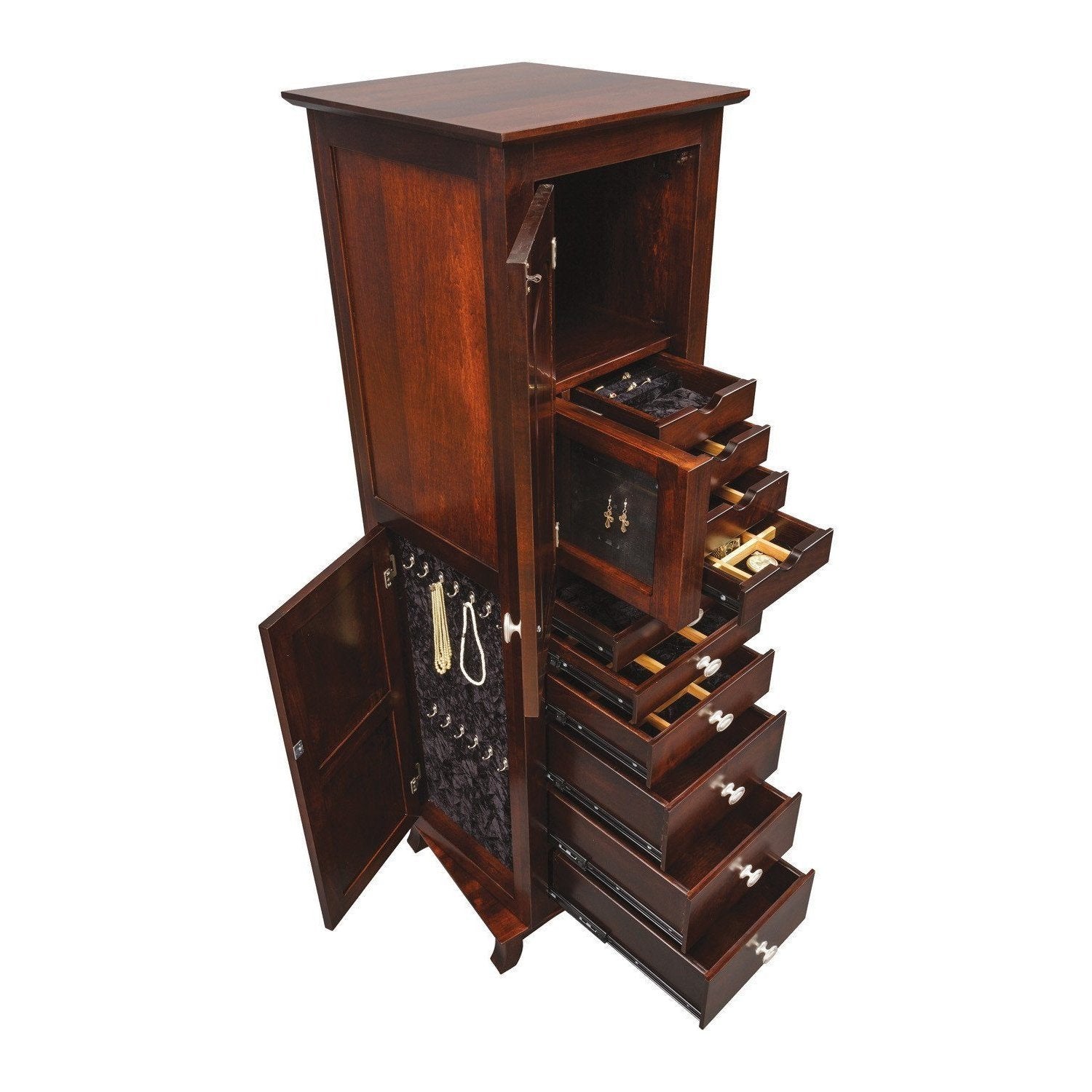 Revolving Shaker Jewelry Armoire-Bedroom-The Amish House