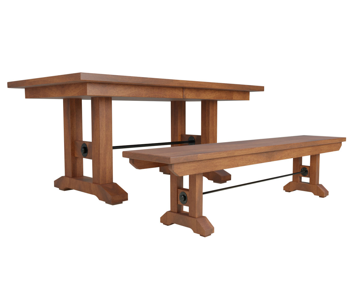 taylor double pedestal table with bench