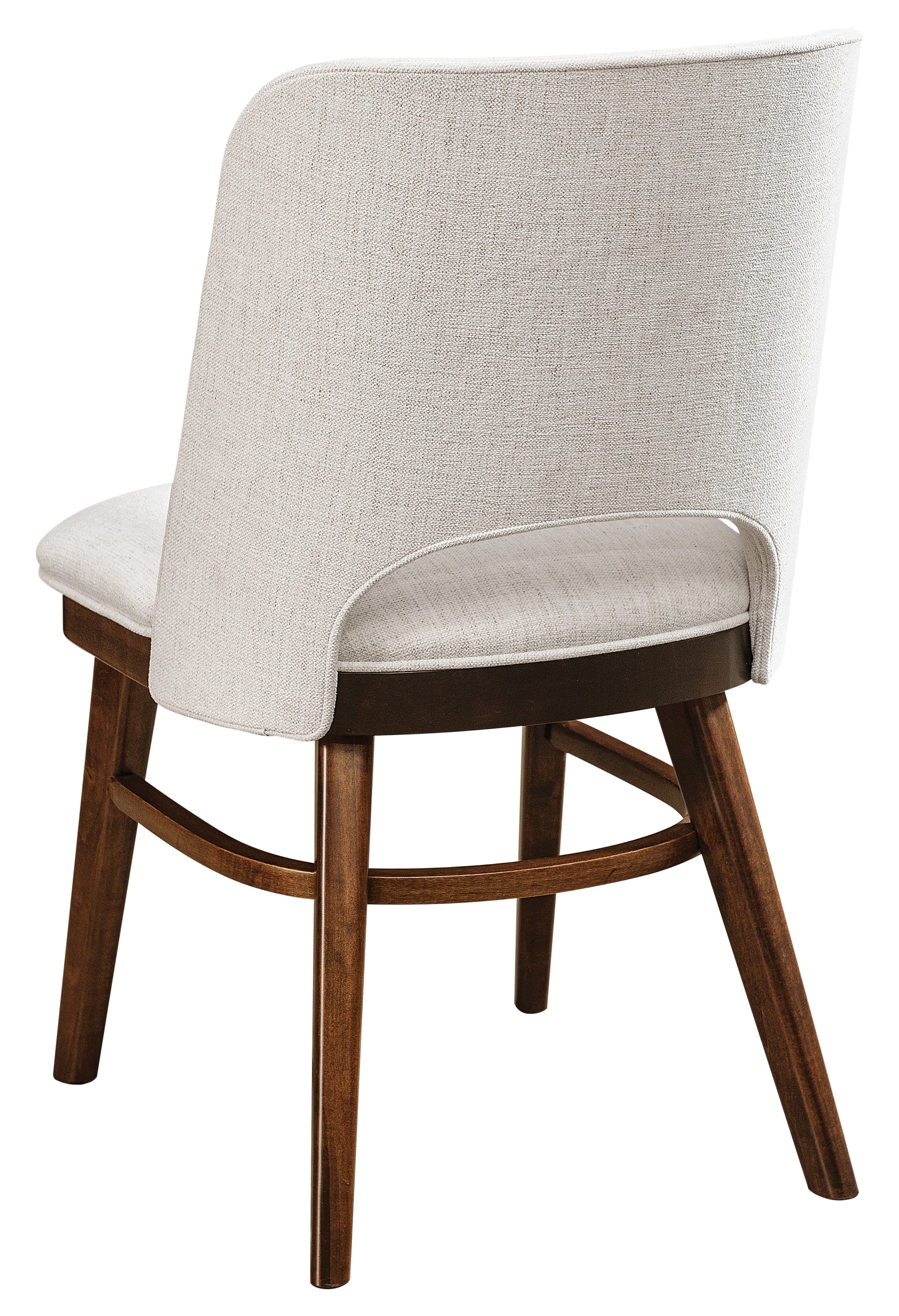 vinson chair shown in brown maple with asubry stain and nomad snow fabric