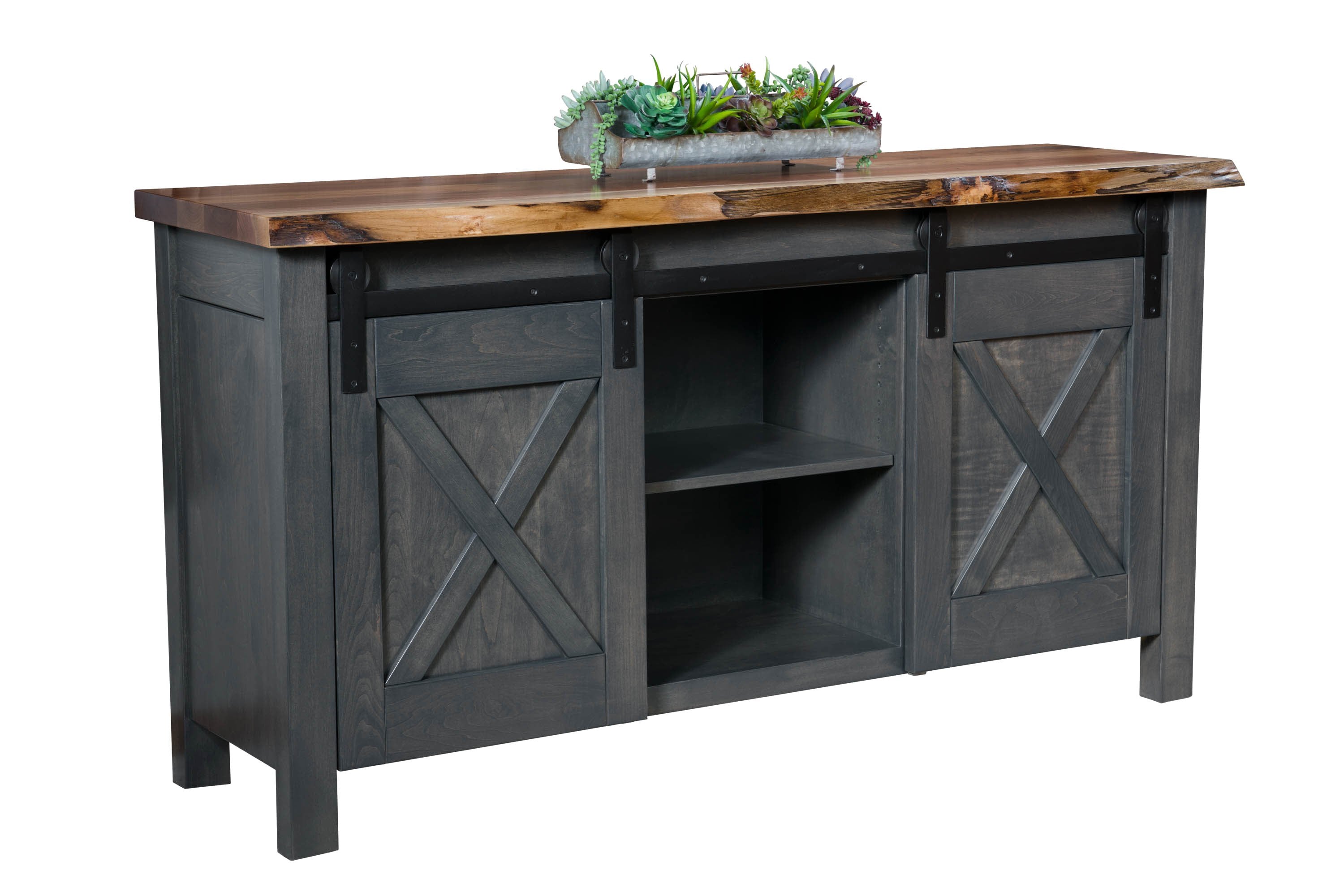 Xavier Live Edge Wood Top Sideboard-The Amish House